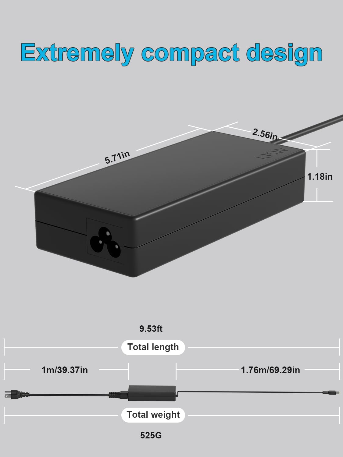 HSXIRQA135W power supply dock compatibility graphic; works with Lenovo ThinkPad docks.