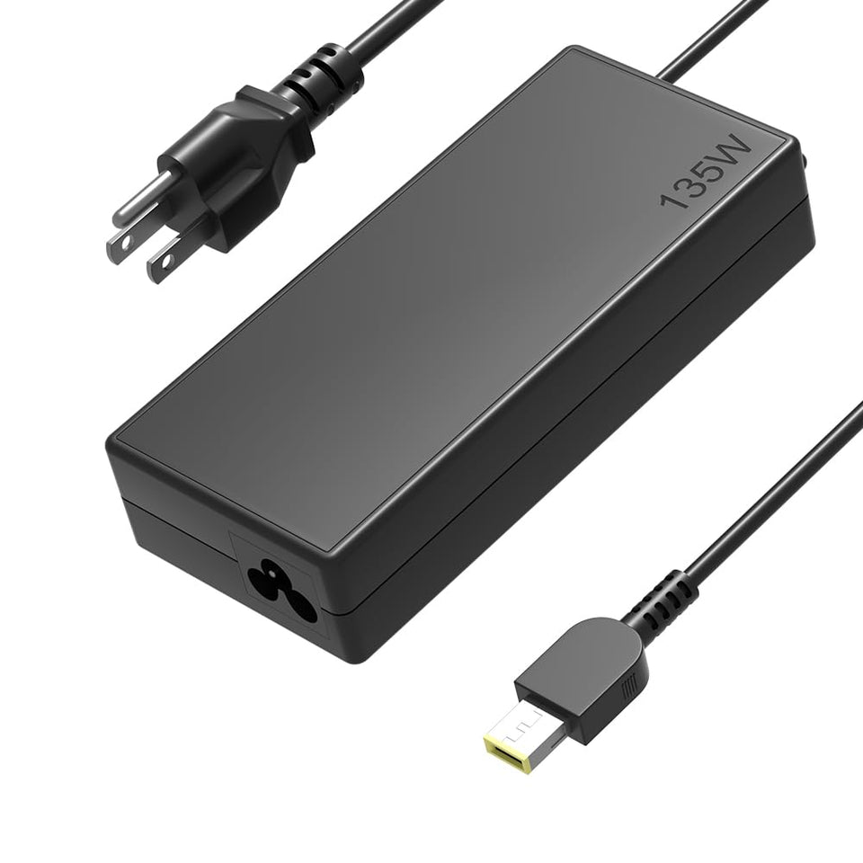HSXIRQA135W power supply front view; compact, travel-friendly charger.