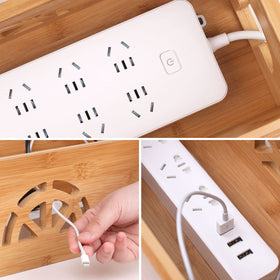 HTB bamboo box for computers and desks helps reduce clutter on busy work surfaces