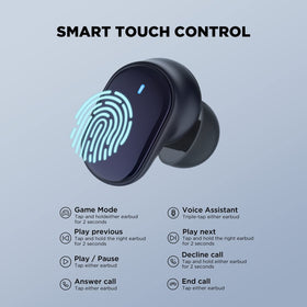 HTC Earbuds compact 300 mAh case extends listening time.