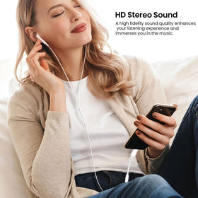 Htrenc USB-C to 3.5mm headphone connection enabling reliable listening