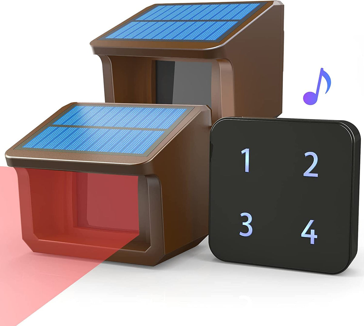 HTZSAFE solar driveway alarm sensor outdoors provides wireless, maintenance-free power.