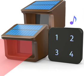 HTZSAFE solar driveway alarm sensor outdoors provides wireless, maintenance-free power.