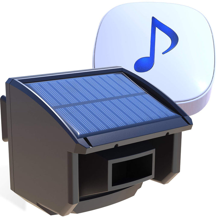 HTZSAFE sensor and receiver front view showing compact outdoor protection and instant alerts