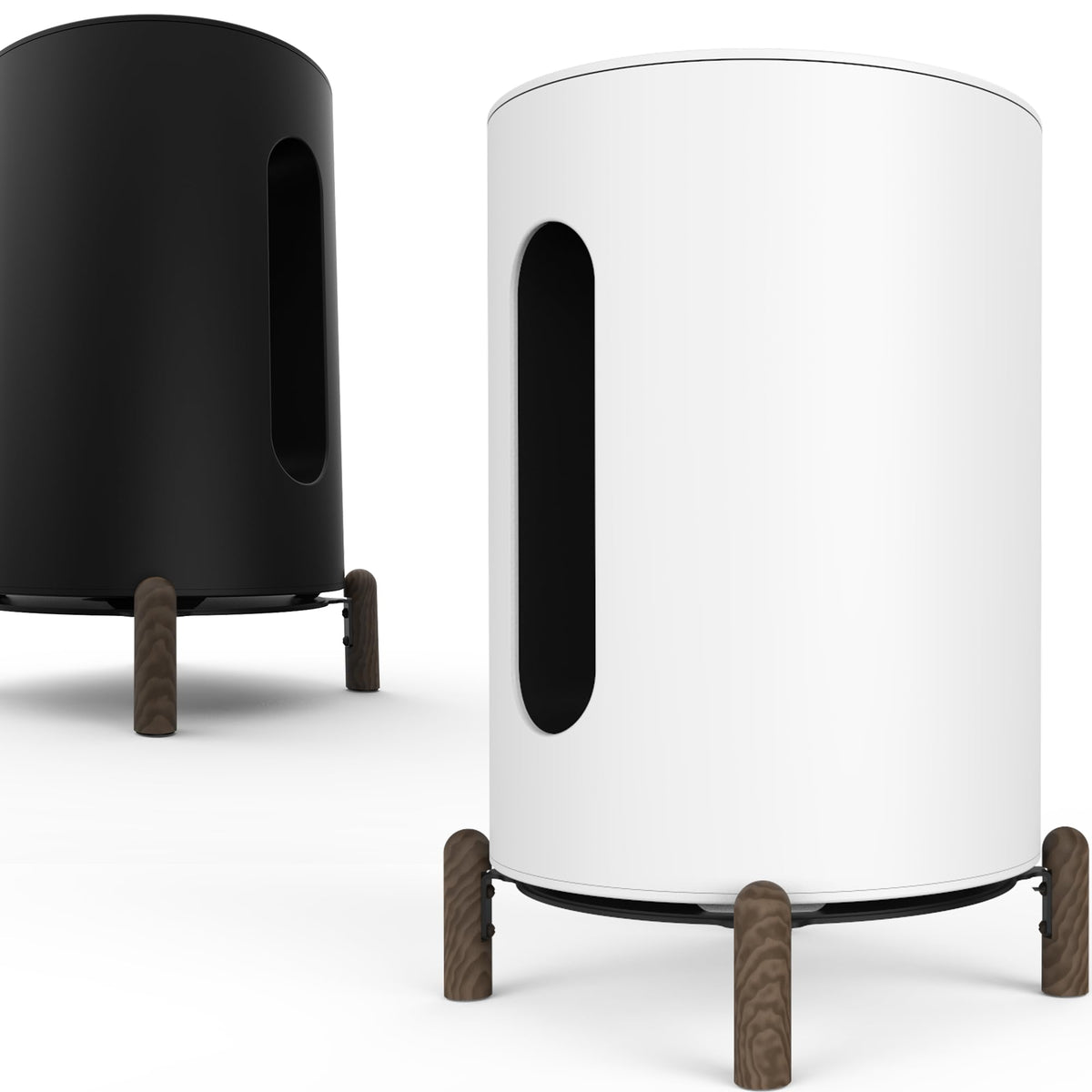H Huaberich Black Walnut Sub Mini stand, side view, improves airflow and minimizes vibration.