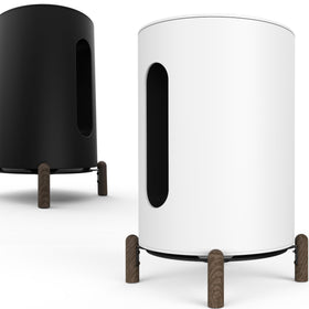 H Huaberich Black Walnut Sub Mini stand, side view, improves airflow and minimizes vibration.