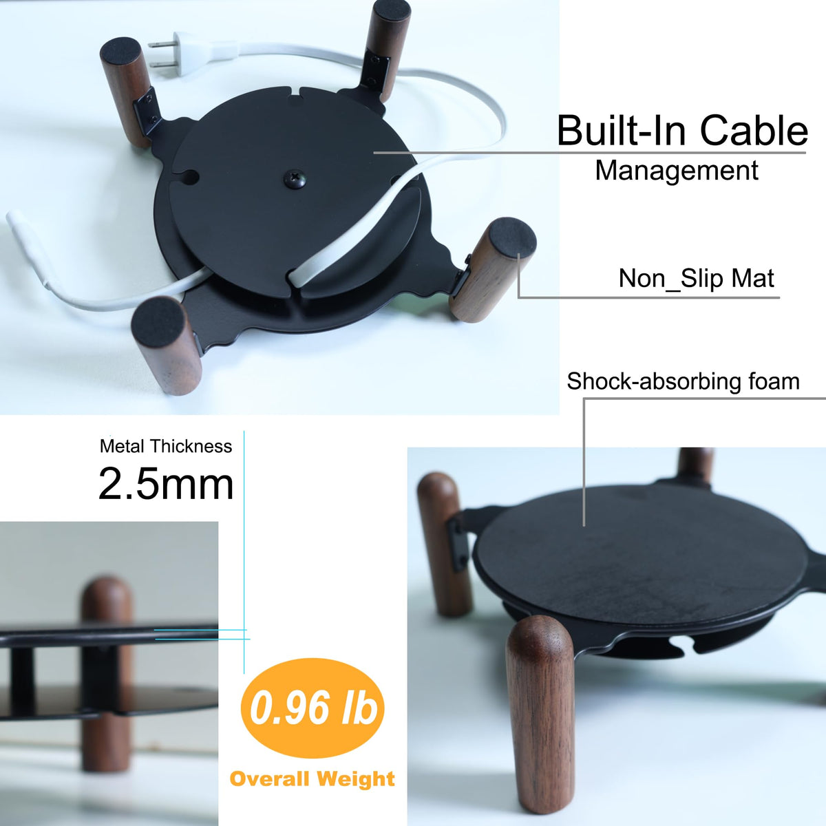 H Huaberich desk wood stand stable playback – steady base for better audio setup.