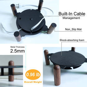 H Huaberich desk wood stand stable playback – steady base for better audio setup.