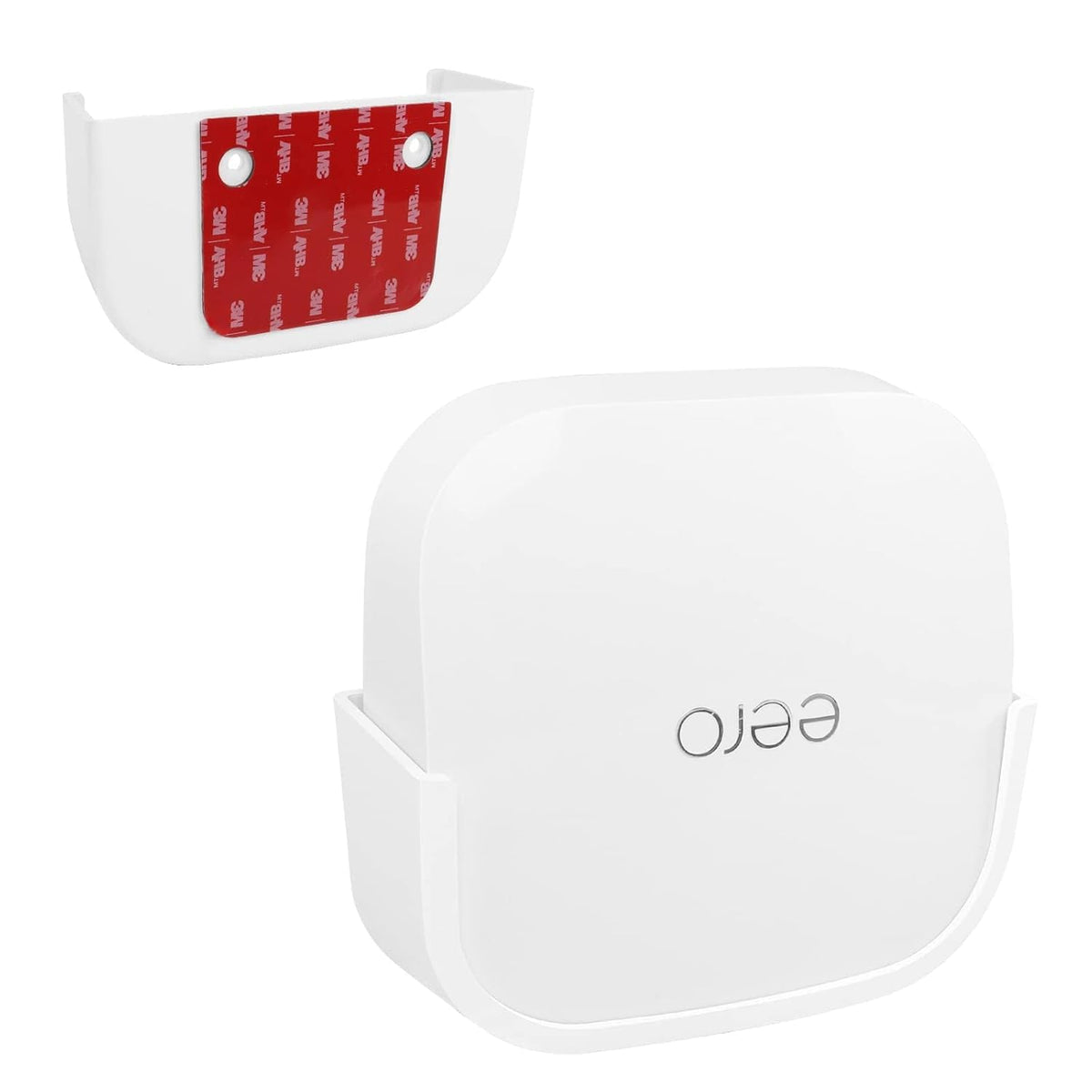 Huafly eero Pro 6E wall mount shown with adhesive installation for space-saving setup.