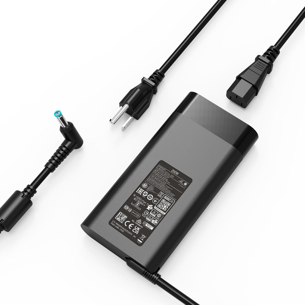 HUALA 200W adapter front view showing compact casing and outlet connection benefit: durable replacement