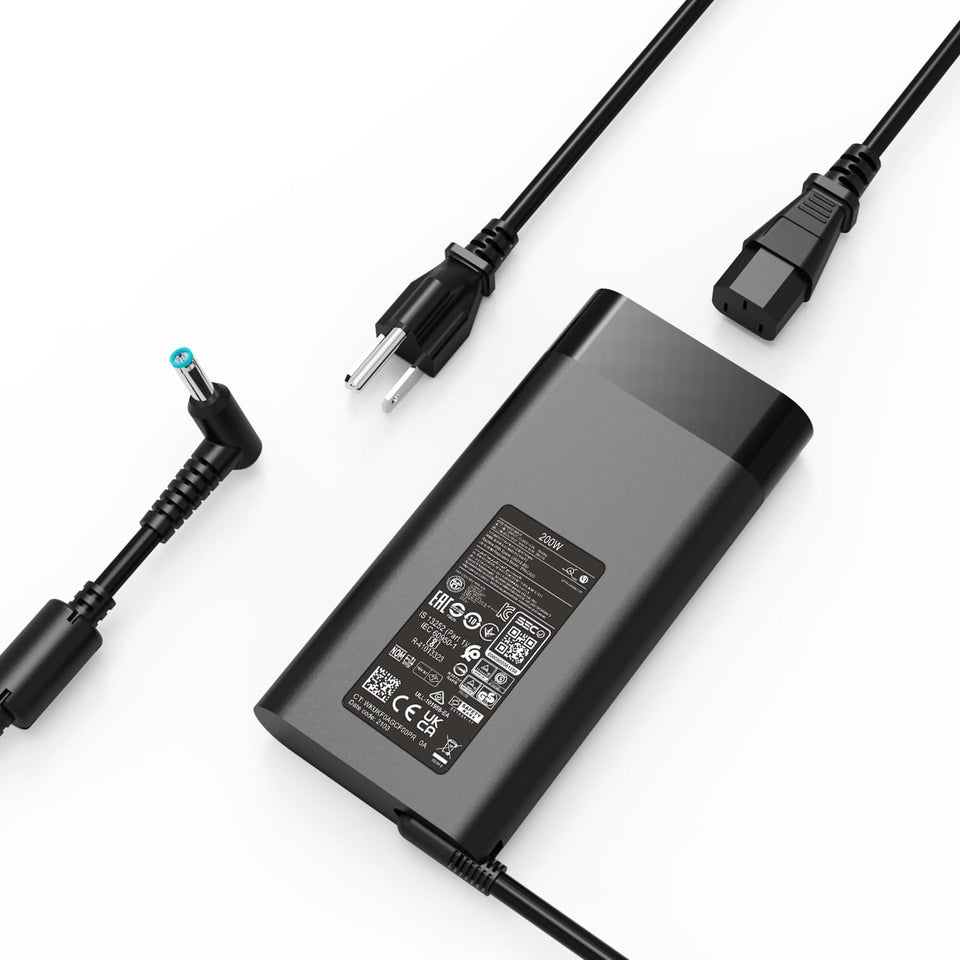 HUALA 200W adapter front view showing compact casing and outlet connection benefit: durable replacement