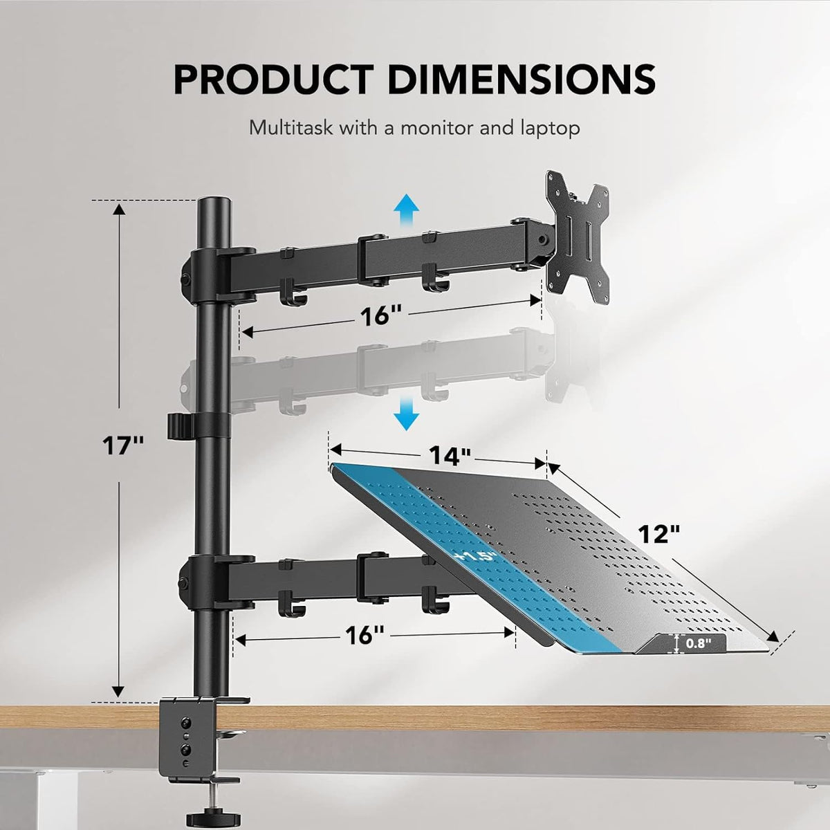 HUANUO C-clamp and grommet bases displayed for sturdy desk mounting