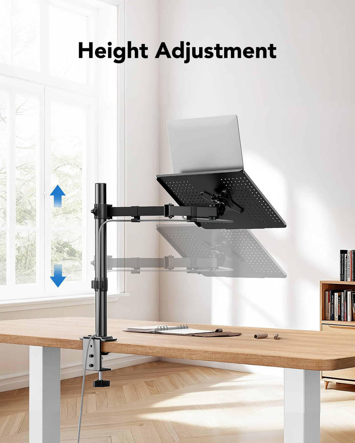 HUANUO cable management clips along pole, keeps cables organized