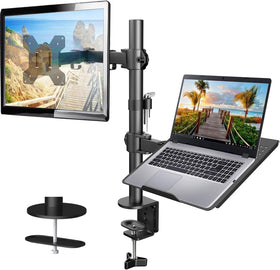 HUANUO front view of assembled mount showing neat dual-screen benefit