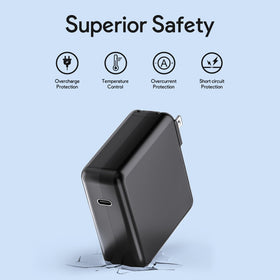 HuanXiLu black charger front view emphasizes compact footprint for travel.