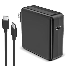 HuanXiLu MacBook Pro charger side view showing slim black design and quick charging potential.