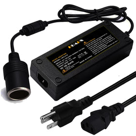 HUAPX 120W AC/DC converter, top view, powers 12V car devices on the go.