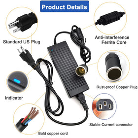 HUAPX car refrigerator connected to 12V DC power supply for cooling on trips.