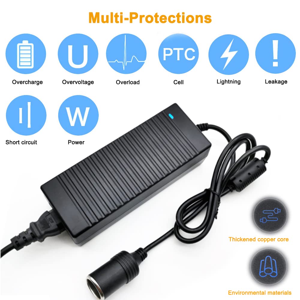 HUAPX inflator pump connection, 12V DC output powers tire inflators.
