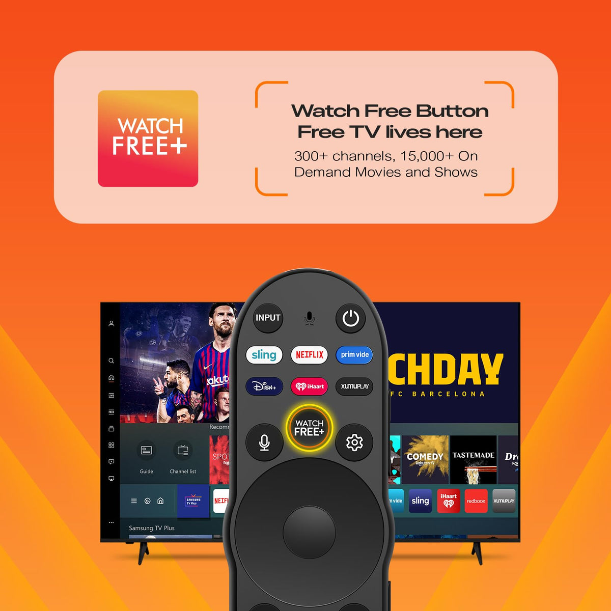HUAYU watch-free button demonstrates instant channel access on Vizio TV