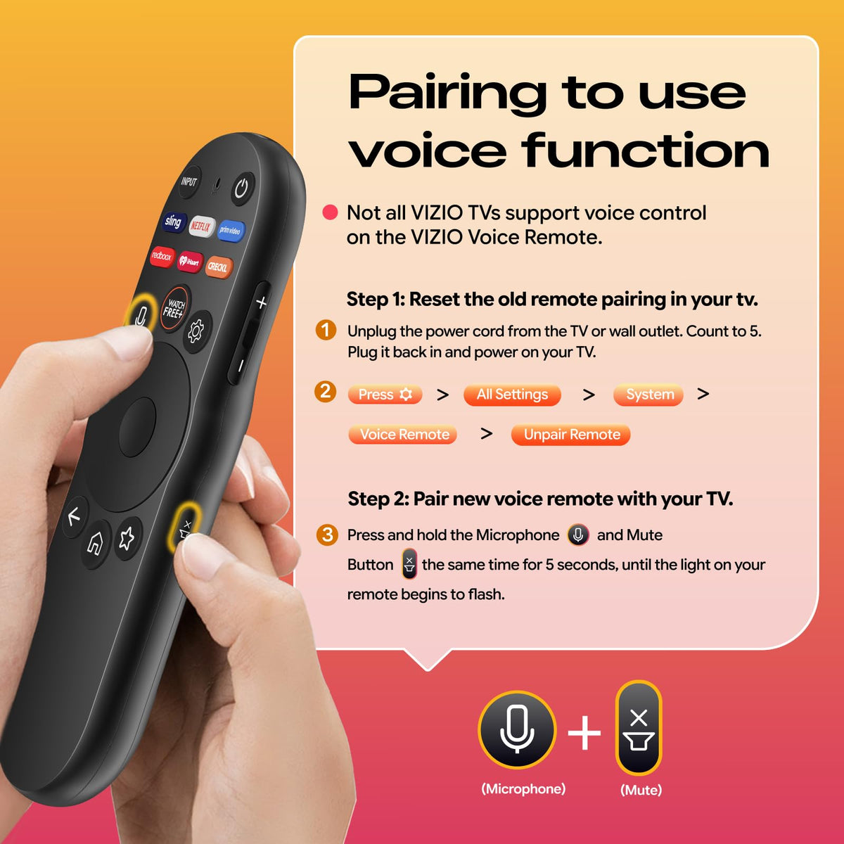 Six shortcut buttons provide instant access to streaming apps.