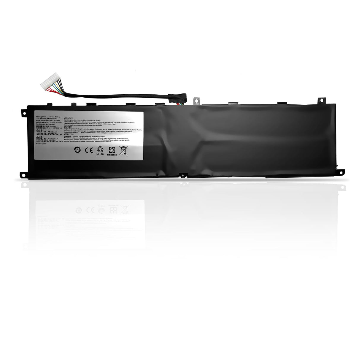 Hubei battery front view showing form factor and fit for MSI, dependable replacement