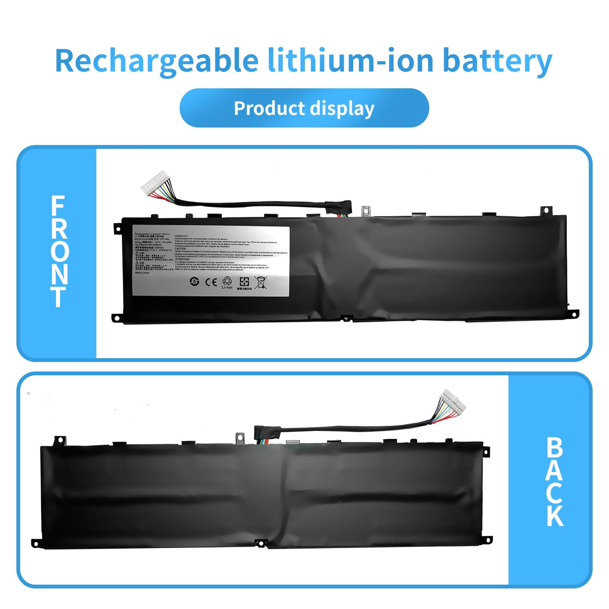 Hubei battery next to ruler showing scale for correct sizing and easy fitting