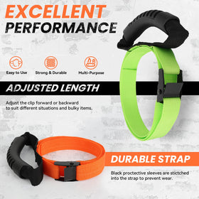 HUDLL straps organizing hoses in a garage offering neat, space-saving storage