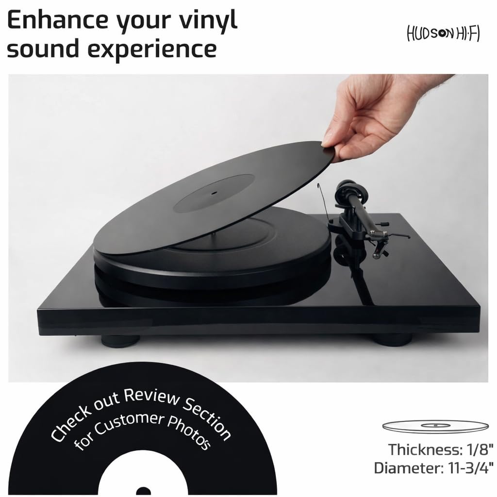 Anti-static acrylic mat reduces static buildup for cleaner playback