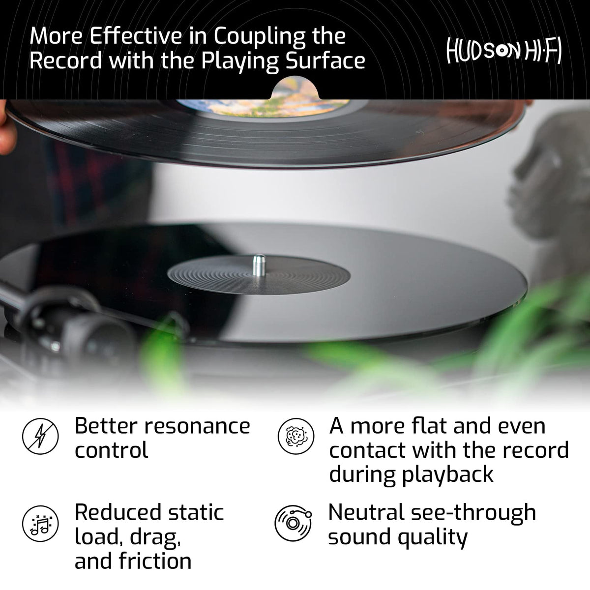 Slate-black Hudson Hi-Fi mat aesthetic complements modern hi-fi setups