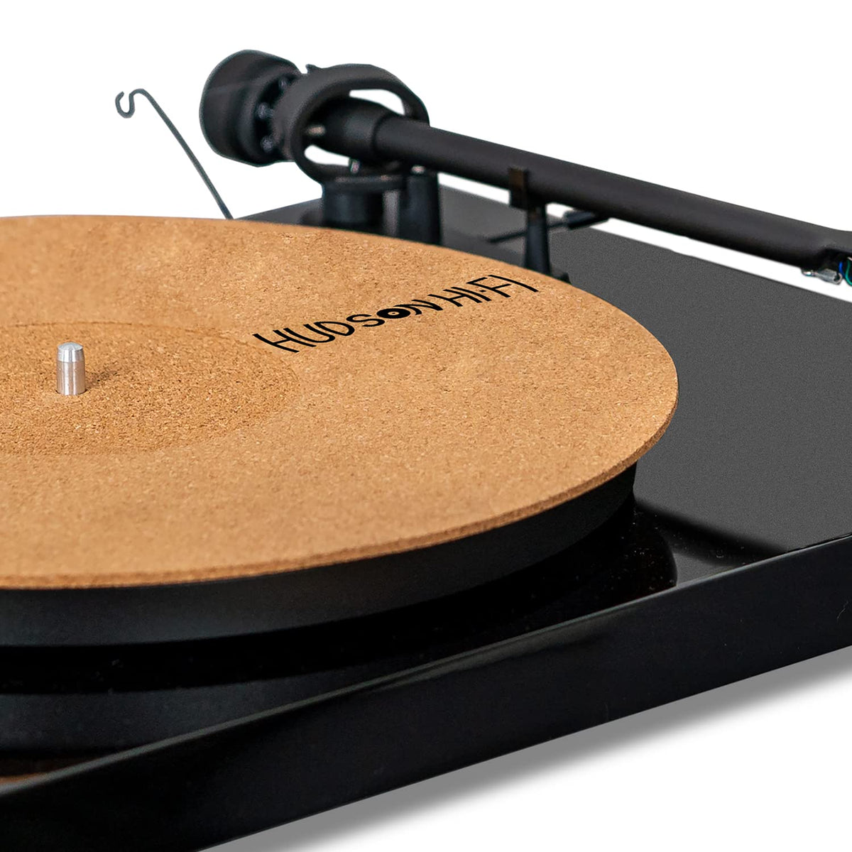 Hudson Hi-Fi Corkery recessed turntable mat top view improves sound balance with natural warmth