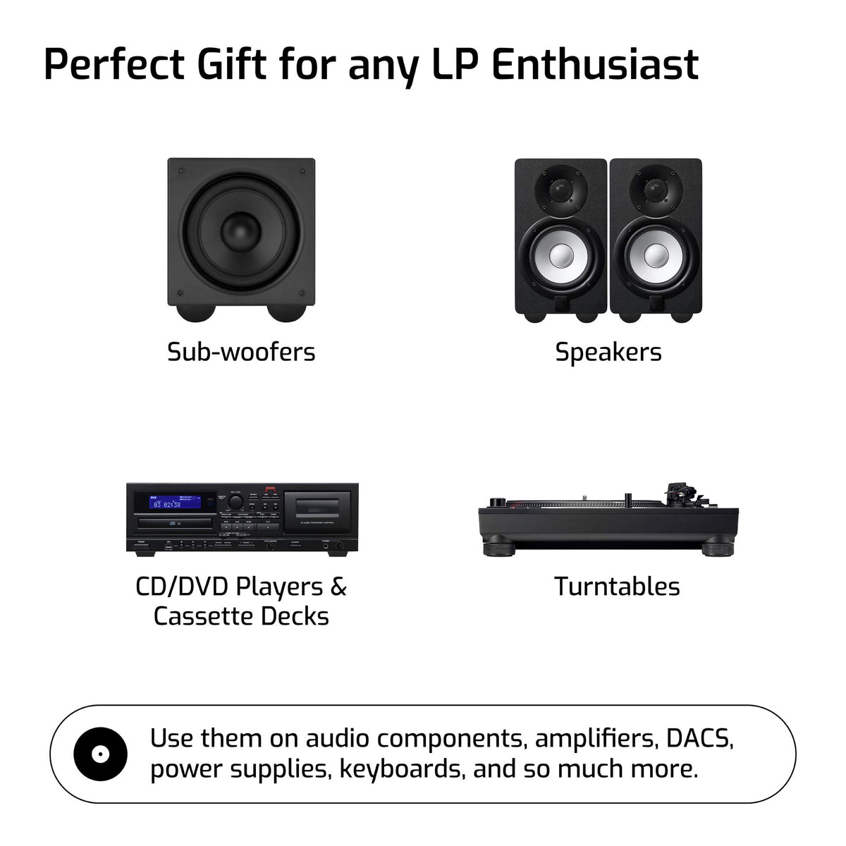 Hudson Hi-Fi 2-inch silicone feet provide durable, stable support for gear.