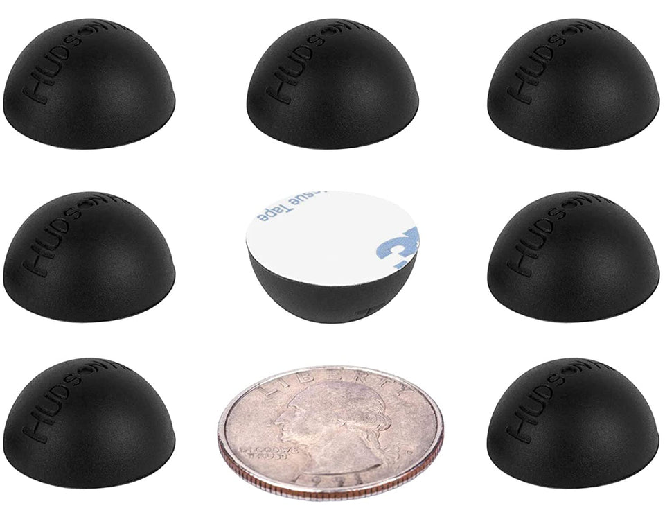 Hudson Hi-Fi isolation pad under speaker reduces vibrations for clearer audio.
