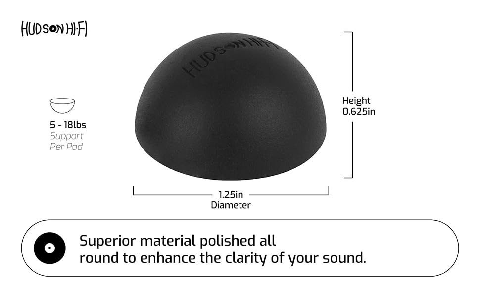 Hudson Hi-Fi silicone isolation feet adhesive installation for quick setup.
