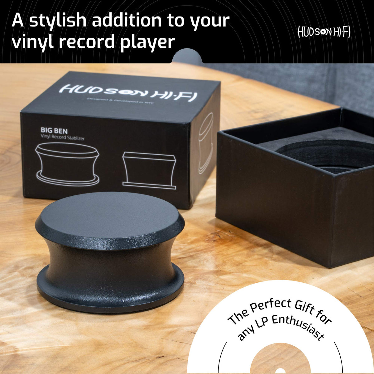 Hudson Hi‑Fi pad covering record label demonstrating label protection benefit