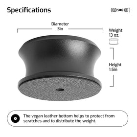 Hudson Hi‑Fi weight positioned on a spinning turntable improving tracking benefit