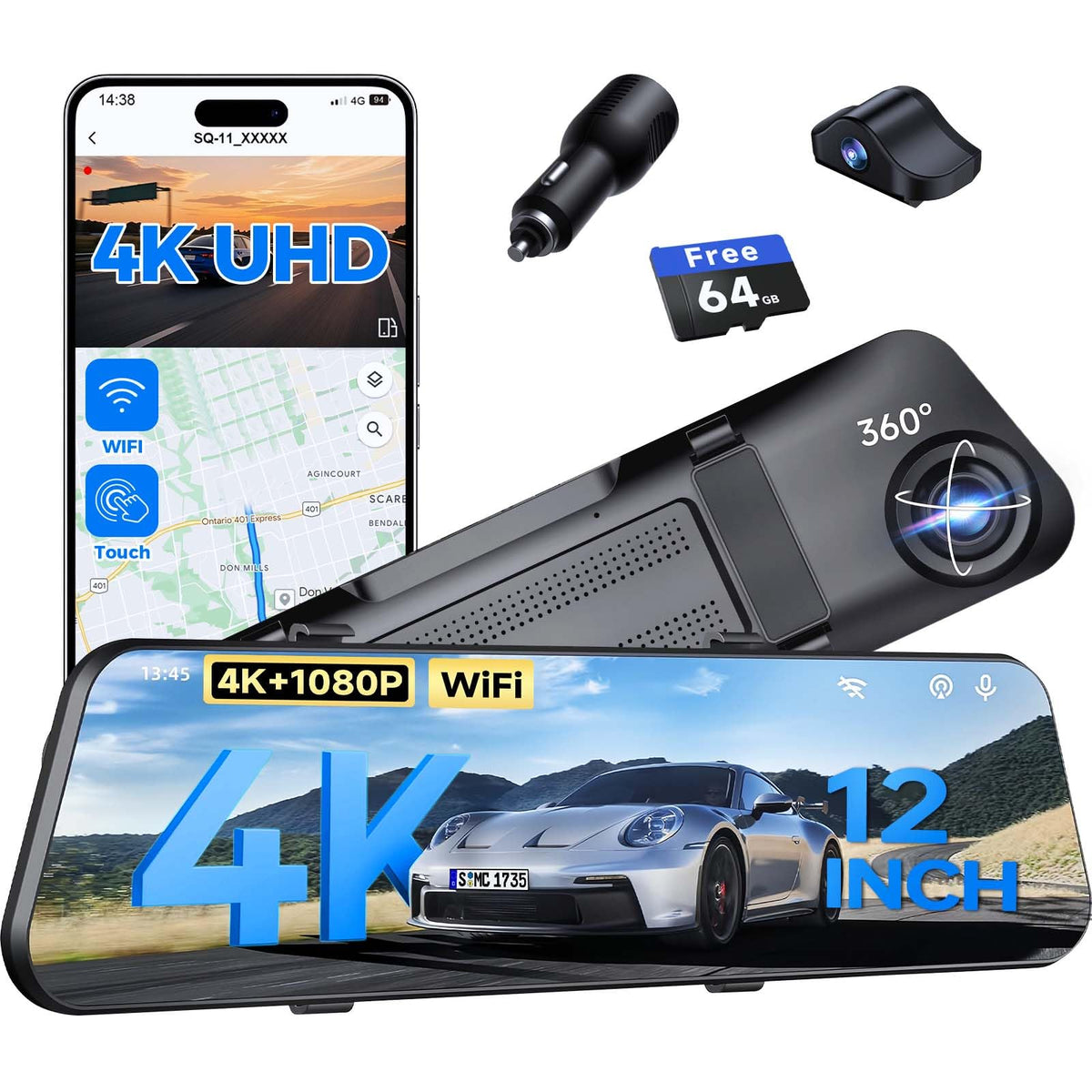 Hufdic front view showing 4K display and clear road detail benefit