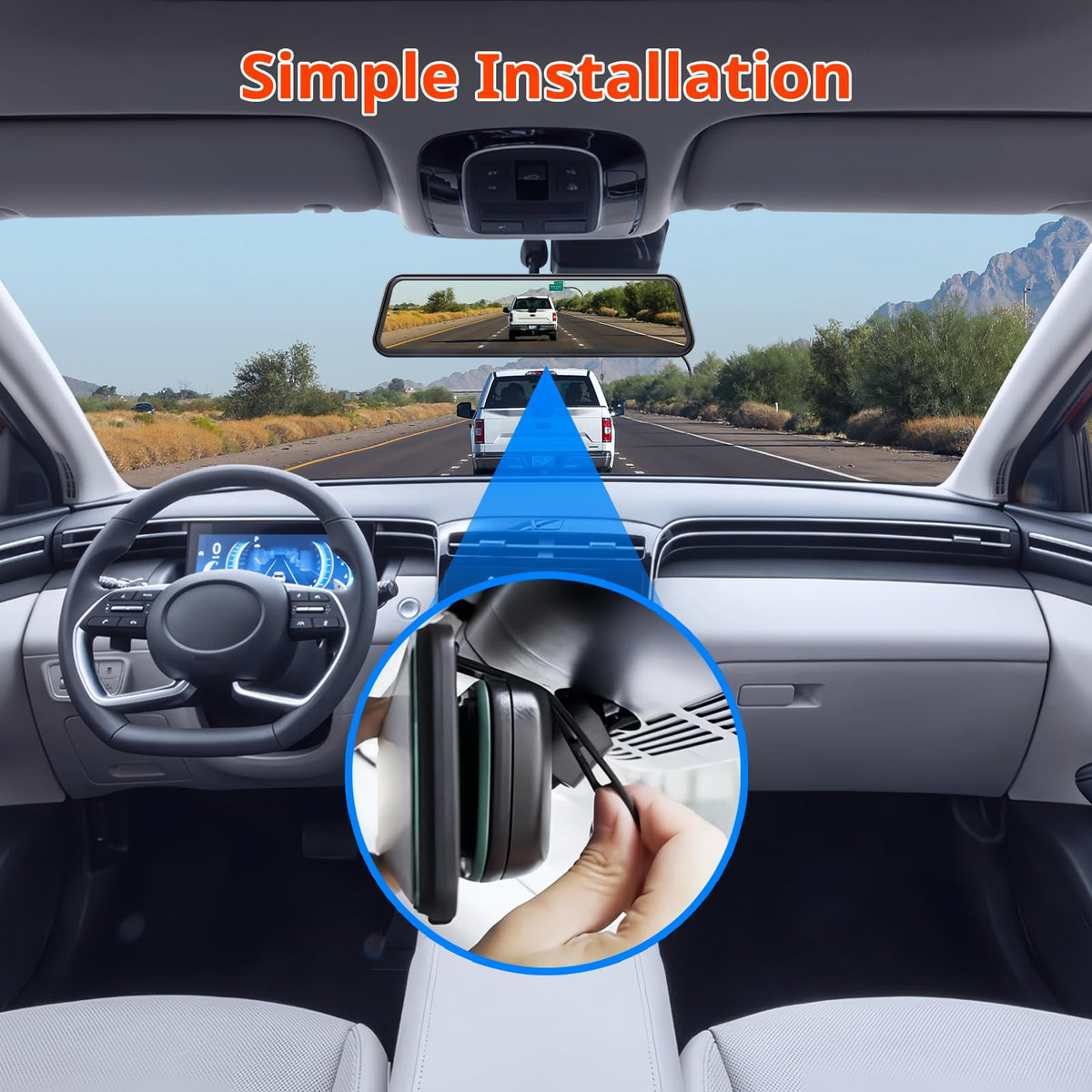 Hufdic installed in family sedan demonstrating wide view and convenience benefit