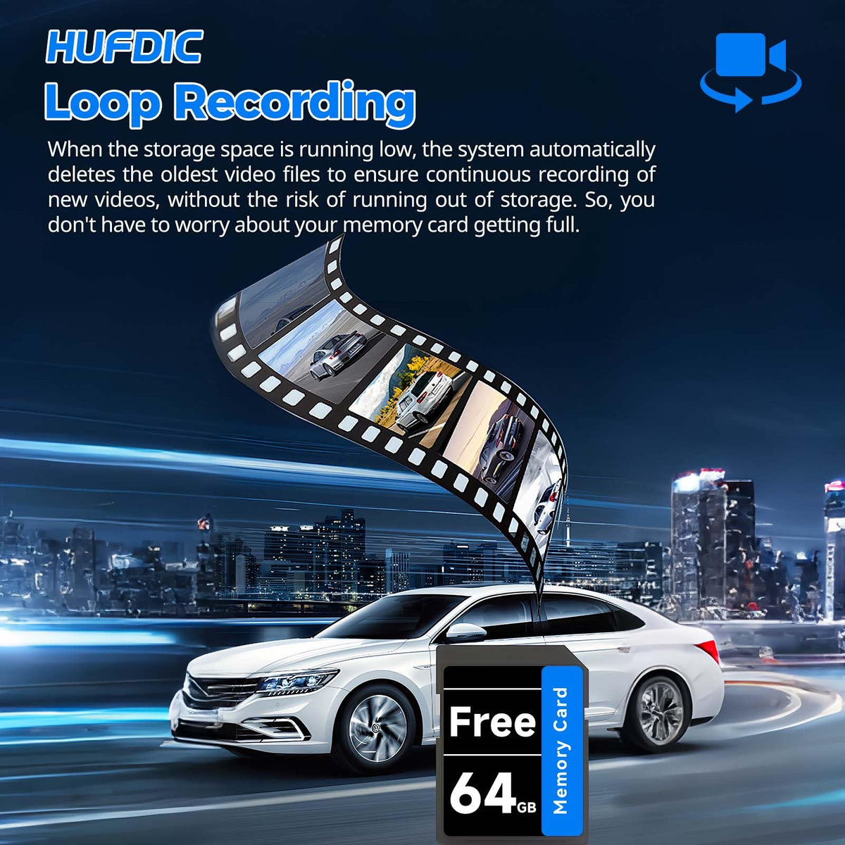 Hufdic night vision road recording demonstrating improved low-light clarity benefit
