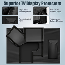 HUFUOUT outdoor TV cover side view showing snug fit for exterior mounting.
