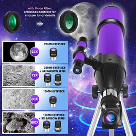 HUGERSTAR AZ-mount tripod provides stable viewing angles during stargazing