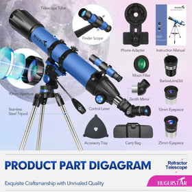 HUGERSTAR telescope moon filter detail reduces glare for lunar clarity