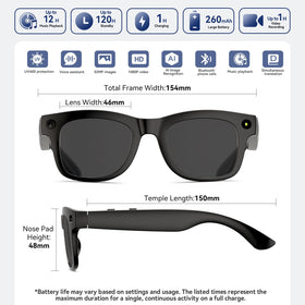 Hugur AI Smart Glasses with EIS for stable 2K photos and videos.