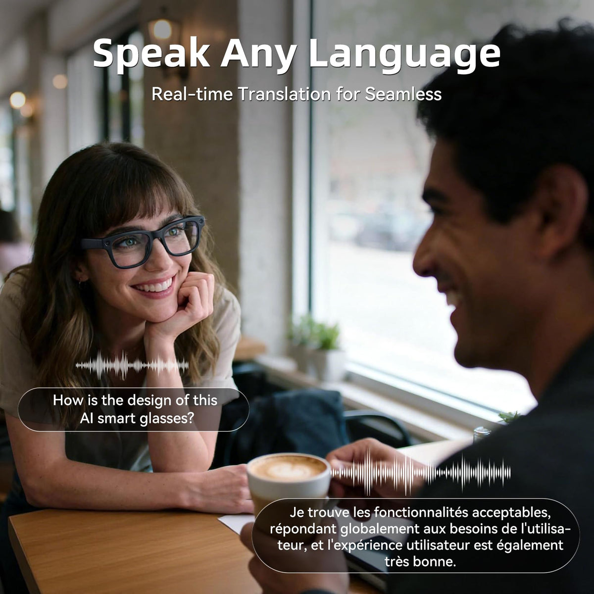 Hugur open-ear audio glasses for hands-free calls and music