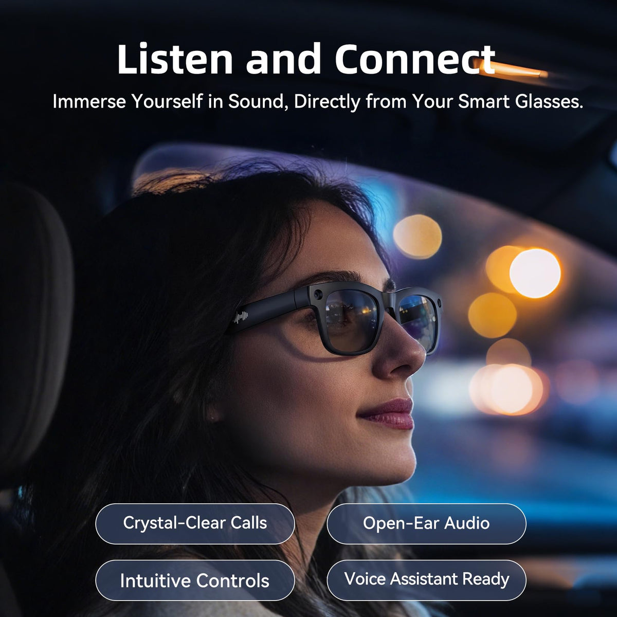 Hugur AI Smart Glasses UV400 polarized lenses reduce glare.