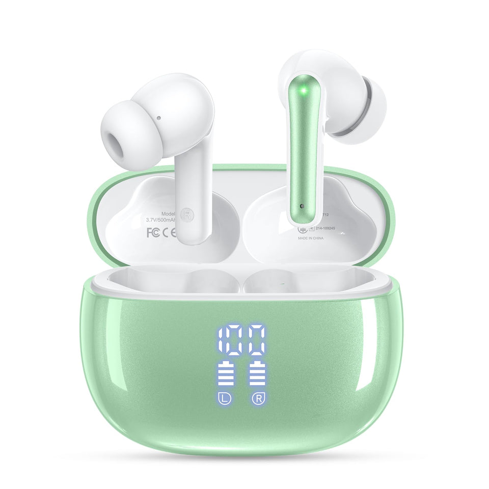 HUIFU T12 true wireless earbuds with LED display for quick battery checks during workouts
