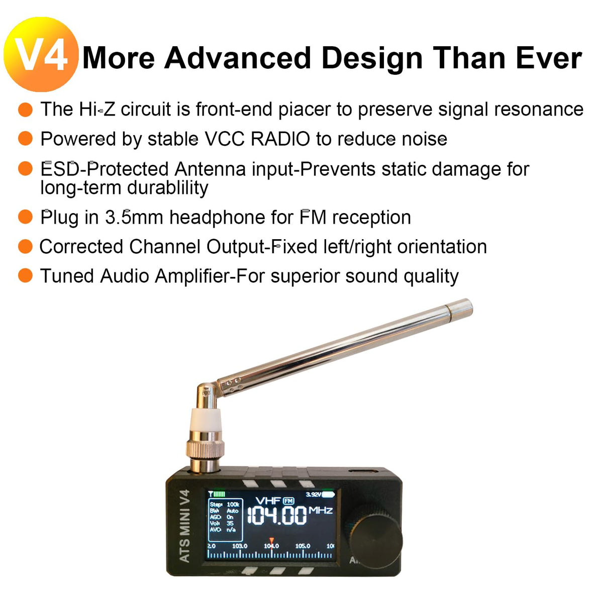 HuiTinJesh ATS MINI V4 audio path delivers crisp sound with built-in amp