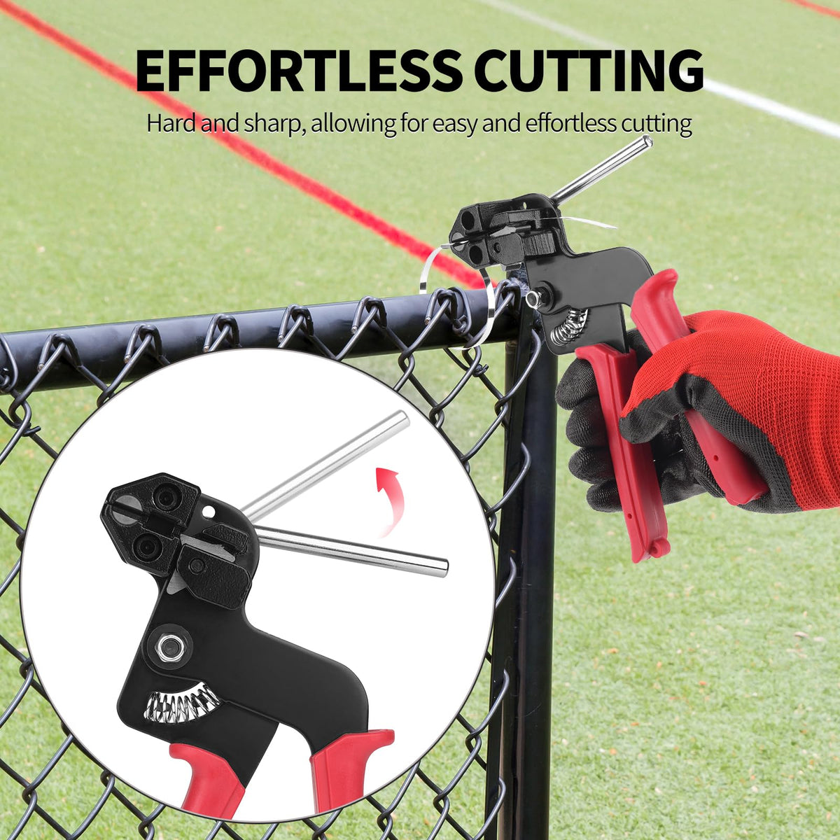 Huiyangteng ties installed on chain link fence demonstrating durable outdoor fastening and long lifespan