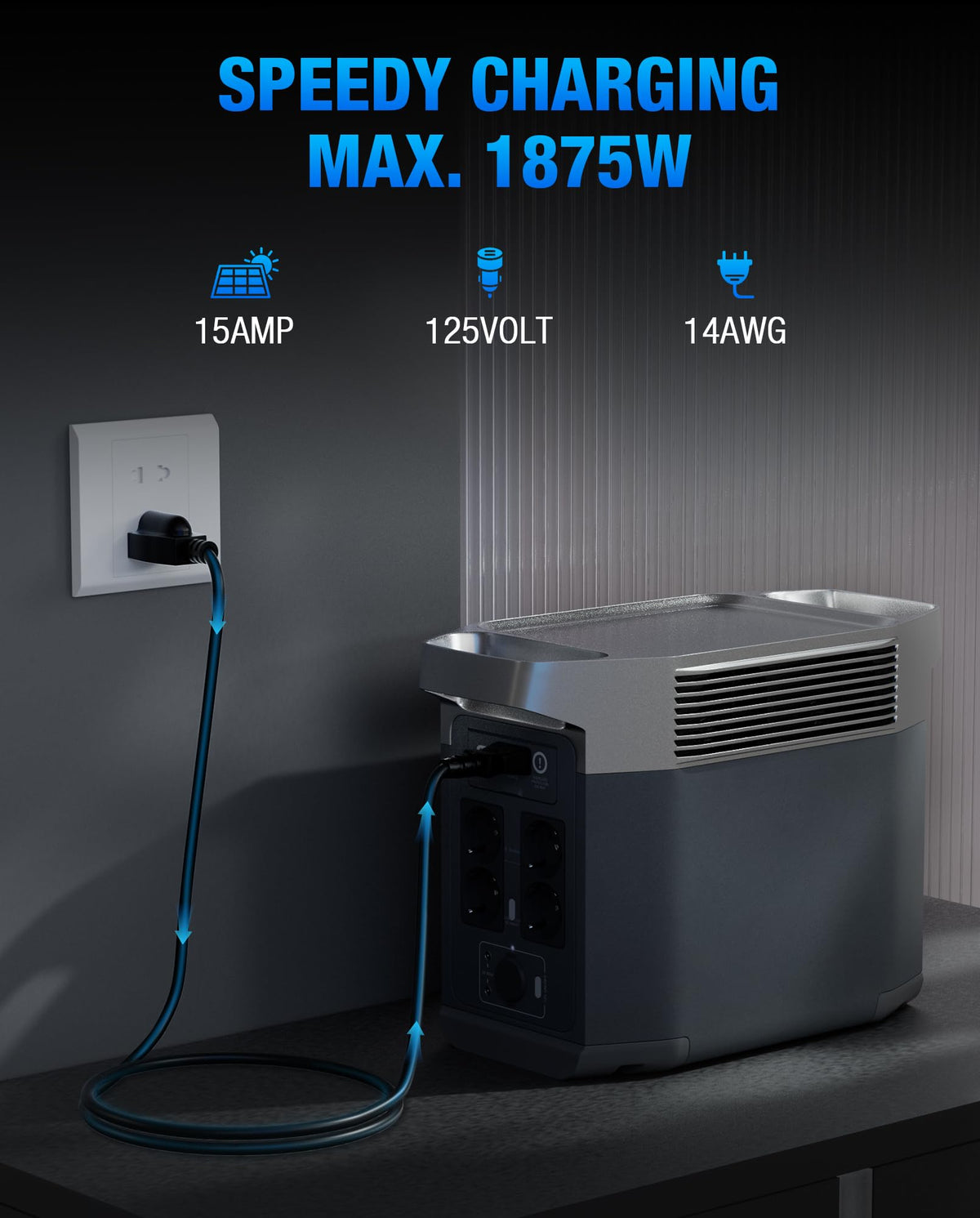 HulkGoo 14 AWG copper-core cable ensures strong conductivity for fast charging.