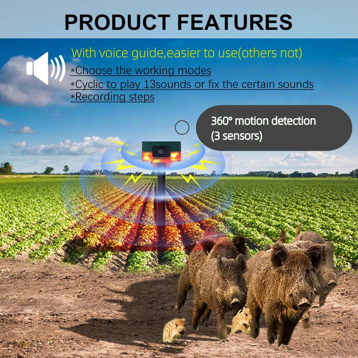 HULPPRE solar alarm offers 13 sounds and cycling options